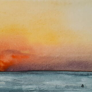 Baltic Sea Sunset_Aquarell_Postkarte