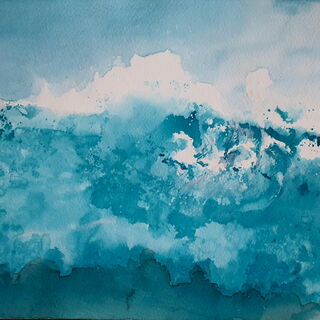 Die Welle Aquarell Tusche 21 x 30 cm