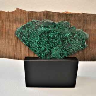 Holz Stein Objekt 40x9x12 Eiche Malachit Aluminium